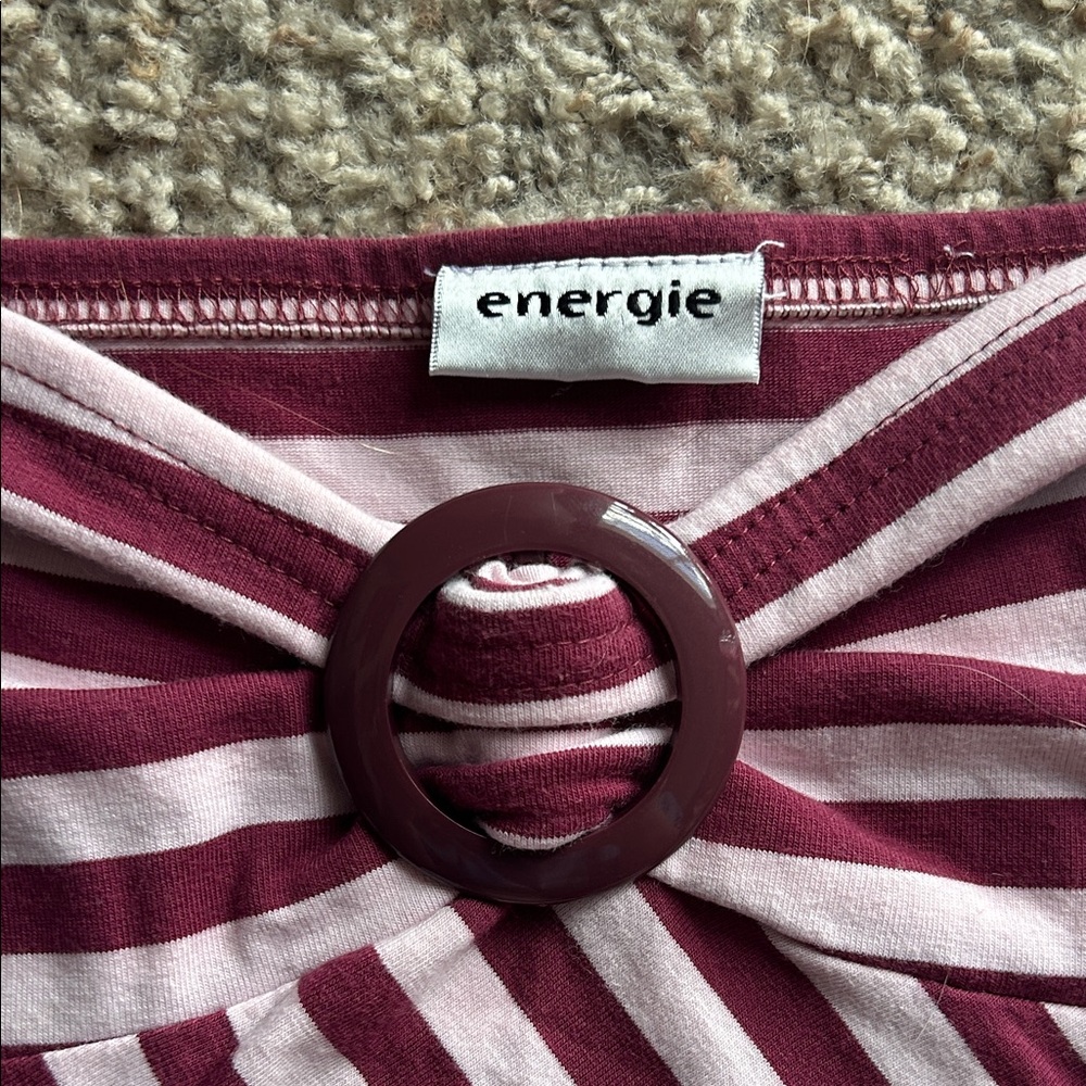 Y2K Vintage 90s Energie Striped Tube Top - Picture 3 of 8
